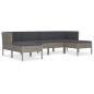 Preview: 6-tlg. Garten-Lounge-Set mit Auflagen Poly Rattan Grau