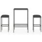 Preview: 3-tlg. Gartenbar-Set mit Kissen Poly Rattan Grau
