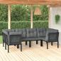Preview: ARDEBO.de - 6-tlg. Garten-Lounge-Set Schwarz und Grau Poly Rattan