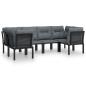 Preview: 6-tlg. Garten-Lounge-Set Schwarz und Grau Poly Rattan