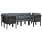 Preview: 6-tlg. Garten-Lounge-Set Schwarz und Grau Poly Rattan