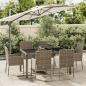 Preview: ARDEBO.de - 7-tlg. Garten-Essgruppe mit Kissen Grau Poly Rattan