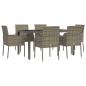 Preview: 7-tlg. Garten-Essgruppe mit Kissen Grau Poly Rattan