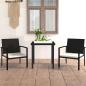 Preview: ARDEBO.de - 3-tlg. Garten-Essgruppe Poly Rattan Schwarz