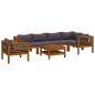 Preview: 7-tlg. Garten-Lounge-Set mit Auflage Massivholz Akazie
