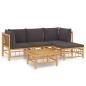 Preview: 5-tlg. Garten-Lounge-Set mit Dunkelgrauen Kissen Bambus