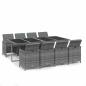 Preview: 9-tlg. Garten-Essgruppe mit Kissen Poly Rattan Grau