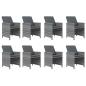 Preview: 9-tlg. Garten-Essgruppe mit Kissen Poly Rattan Grau