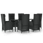 Preview: 7-tlg. Garten-Essgruppe mit Kissen Schwarz Poly Rattan