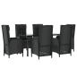 Preview: 7-tlg. Garten-Essgruppe mit Kissen Schwarz Poly Rattan