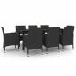 Preview: 9-tlg. Garten-Essgruppe mit Auflagen Poly Rattan und Glas