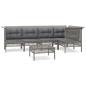Preview: 6-tlg. Garten-Lounge-Set mit Kissen Grau Poly Rattan