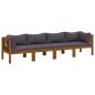 Preview: 4-Sitzer-Gartensofa mit Kissen Massivholz Akazie