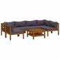 Preview: 7-tlg. Garten-Lounge-Set mit Auflage Massivholz Akazie