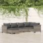 Preview: ARDEBO.de - 6-tlg. Garten-Lounge-Set mit Kissen Grau Poly Rattan
