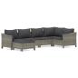 Preview: 6-tlg. Garten-Lounge-Set mit Kissen Grau Poly Rattan