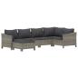 Preview: 6-tlg. Garten-Lounge-Set mit Kissen Grau Poly Rattan