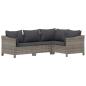 Preview: 6-tlg. Garten-Lounge-Set mit Kissen Grau Poly Rattan