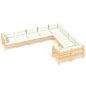 Preview: 9-tlg. Garten-Lounge-Set mit Creme Kissen Kiefernholz
