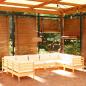 Preview: ARDEBO.de - 9-tlg. Garten-Lounge-Set mit Creme Kissen Kiefernholz