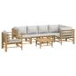 Preview: 7-tlg. Garten-Lounge-Set mit Hellgrauen Kissen Bambus