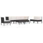 Preview: 9-tlg. Garten-Lounge-Set mit Auflagen Poly Rattan Schwarz