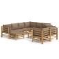 Preview: 10-tlg. Garten-Lounge-Set mit Kissen Taupe Bambus