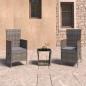Preview: ARDEBO.de - 3-tlg. Garten-Lounge-Set mit Kissen Poly Rattan Grau