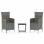 Preview: 3-tlg. Garten-Lounge-Set mit Kissen Poly Rattan Grau