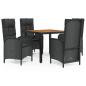 Preview: 5-tlg. Garten-Essgruppe mit Kissen Schwarz Poly Rattan
