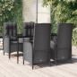 Preview: ARDEBO.de - 5-tlg. Garten-Essgruppe mit Kissen Schwarz Poly Rattan