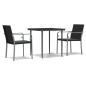 Preview: 3-tlg. Garten-Essgruppe mit Kissen Poly Rattan und Stahl