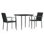 Preview: 3-tlg. Garten-Essgruppe mit Kissen Poly Rattan und Stahl