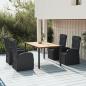 Preview: ARDEBO.de - 5-tlg. Garten-Essgruppe Schwarz Poly Rattan & Massivholz Akazie