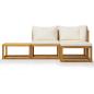 Preview: 4-tlg. Garten-Lounge-Set mit Auflagen Creme Massivholz Akazie