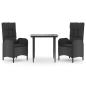 Preview: 3-tlg. Garten-Essgruppe mit Kissen Schwarz Poly Rattan