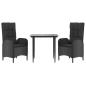 Preview: 3-tlg. Garten-Essgruppe mit Kissen Schwarz Poly Rattan