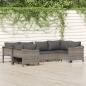 Preview: ARDEBO.de - 6-tlg. Garten-Lounge-Set mit Kissen Grau Poly Rattan