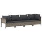 Preview: 6-tlg. Garten-Lounge-Set mit Kissen Grau Poly Rattan