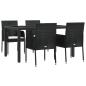 Preview: 5-tlg. Garten-Essgruppe mit Kissen Schwarz Poly Rattan
