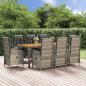 Preview: ARDEBO.de - 9-tlg. Garten-Essgruppe mit Kissen Grau Poly Rattan