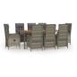 Preview: 9-tlg. Garten-Essgruppe mit Kissen Grau Poly Rattan
