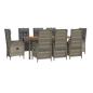 Preview: 9-tlg. Garten-Essgruppe mit Kissen Grau Poly Rattan