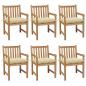 Preview: ARDEBO.de - Gartenstühle 6 Stk. mit Cremeweißen Kissen Massivholz Teak