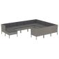 Preview: 11-tlg. Garten-Lounge-Set mit Auflagen Poly Rattan Grau