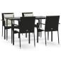 Preview: 5-tlg. Garten-Essgruppe mit Kissen Schwarz Poly Rattan