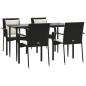 Preview: 5-tlg. Garten-Essgruppe mit Kissen Schwarz Poly Rattan