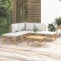 Preview: ARDEBO.de - 6-tlg. Garten-Lounge-Set mit Hellgrauen Kissen Bambus