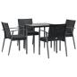 Preview: 5-tlg. Garten-Essgruppe mit Kissen Poly Rattan und Stahl