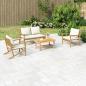 Preview: ARDEBO.de - 4-tlg. Garten-Lounge-Set mit Cremeweißen Kissen Bambus